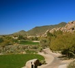 The par-3 seventh hole on the South Course at Boulders Resort plays downhill. 